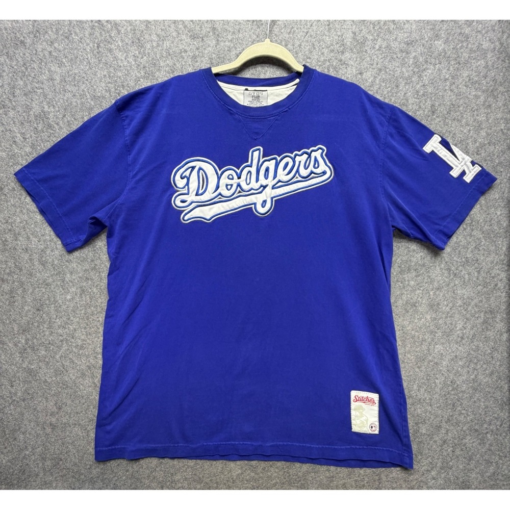Stitches Los Angeles Dodgers MLB T-Shirt Blue Embroidered Logo Mens XL